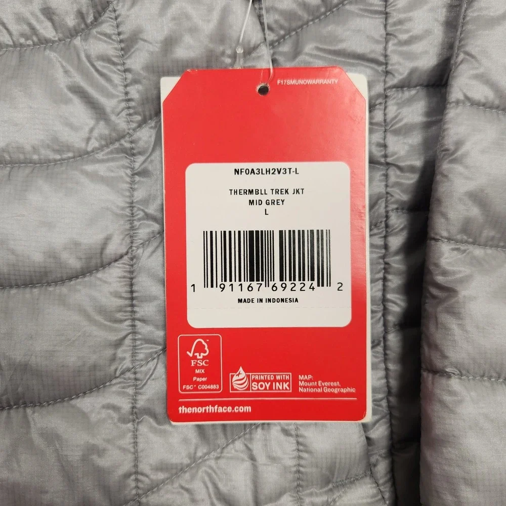 The North Face Jacket Mens Large Gray Thermoball Eco Insulated Puffer Packable